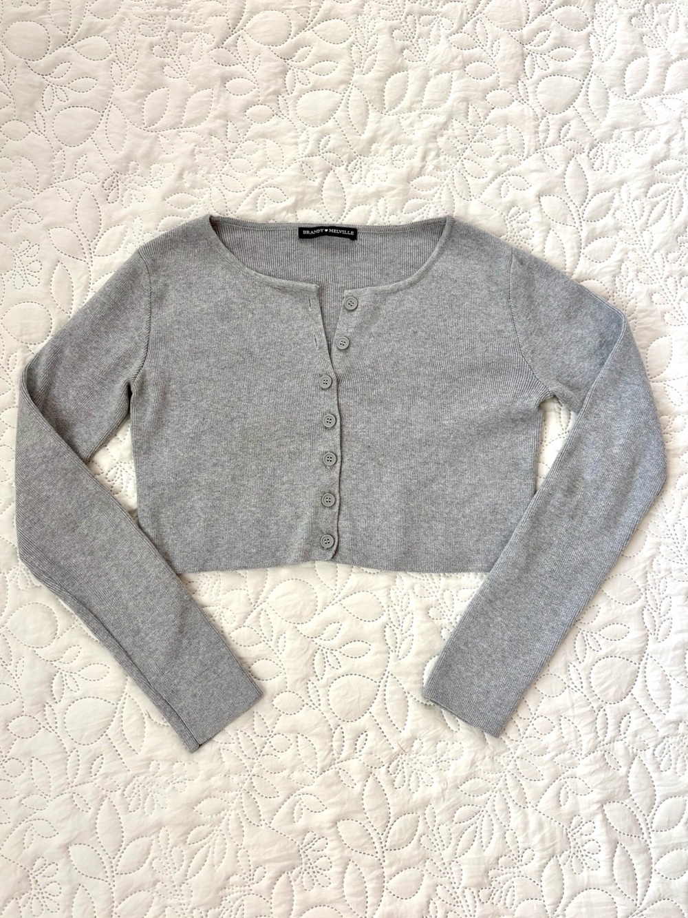 Brandy Melville Athleia Gray Button Cropped Cardigan Sweater OS